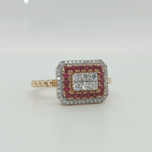 14K Yellow Gold Ruby & Diamond Fashion Ring | 0.35 CTW Rubies Image 2 Bradley's Jewelers Jacksonville, NC