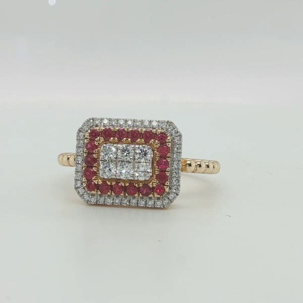 14K Yellow Gold Ruby & Diamond Fashion Ring | 0.35 CTW Rubies Image 3 Bradley's Jewelers Jacksonville, NC