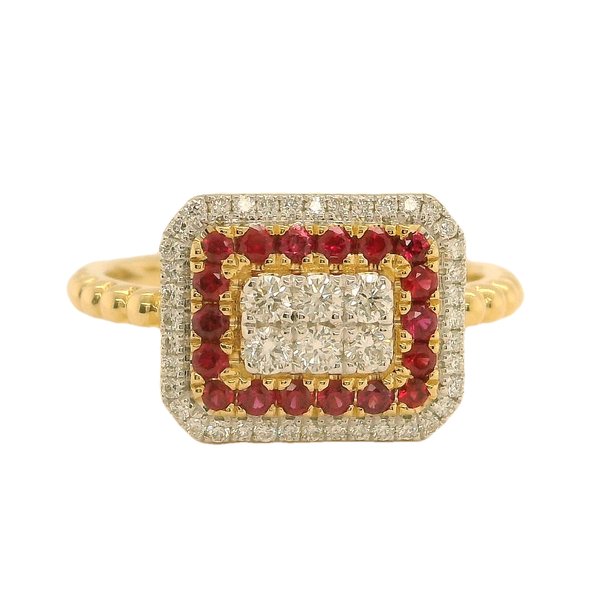 14K Yellow Gold Ruby & Diamond Fashion Ring | 0.35 CTW Rubies Bradley's Jewelers Jacksonville, NC