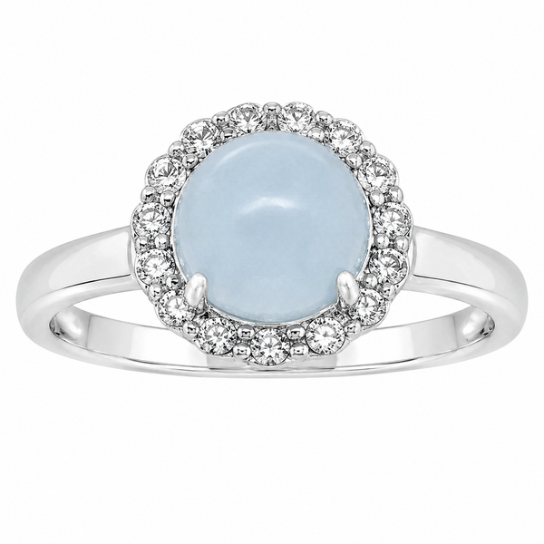 Samuel B Sterling Silver Cabochon Milky Aquamarine & White Topaz Ring Bradley's Jewelers Jacksonville, NC
