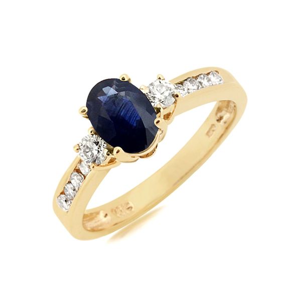 14K Yellow Gold Oval Sapphire and Diamond Fashion Ring Bradley's Jewelers Jacksonville, NC