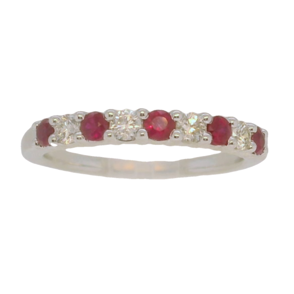 14K White Gold Ruby & Diamond Prong Set Fashion Ring | 0.33 TW Rubies Bradley's Jewelers Jacksonville, NC