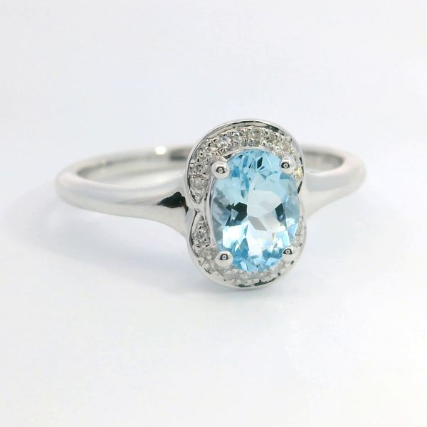 10K White Gold Aquamarine Fashion Ring (0.05 CTW) Image 2 Bradley's Jewelers Jacksonville, NC
