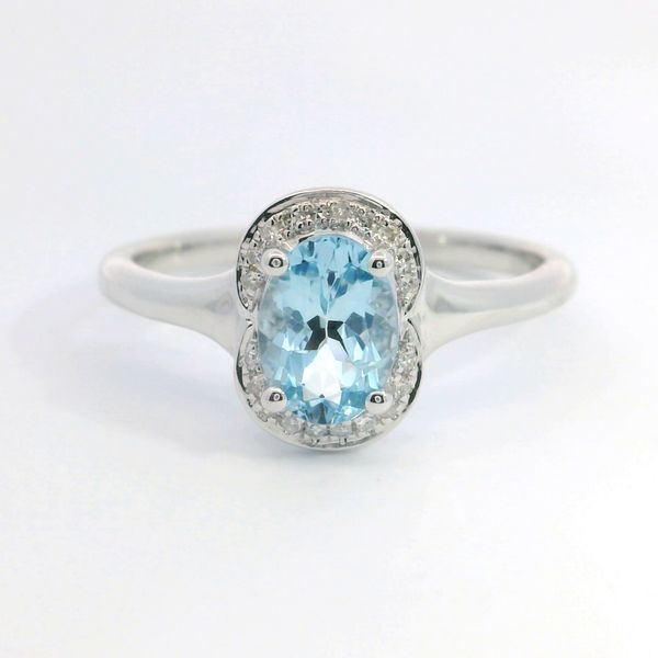 10K White Gold Aquamarine Fashion Ring (0.05 CTW) Image 4 Bradley's Jewelers Jacksonville, NC