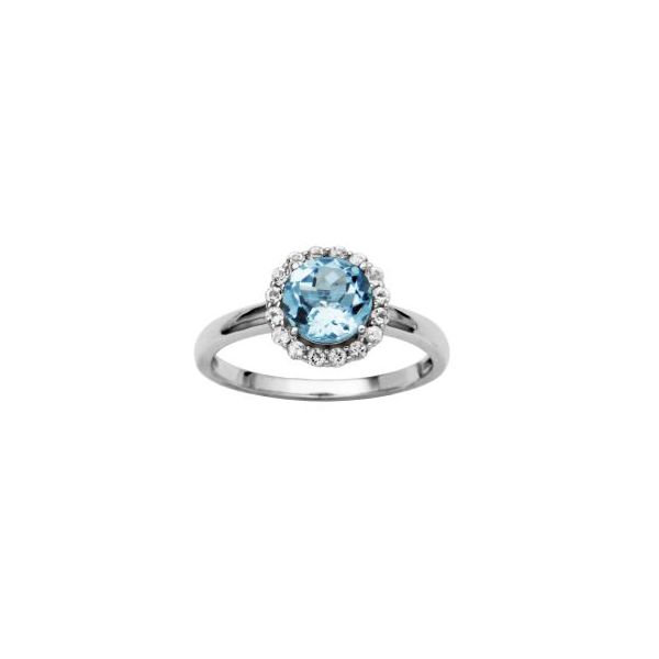 Sterling Silver 7mm Round Blue Topaz & White Topaz Ring Bradley's Jewelers Jacksonville, NC