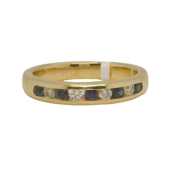 14K Yellow Gold Sapphire & Diamond Channel Fashion Ring | 1/7 CTW Bradley's Jewelers Jacksonville, NC