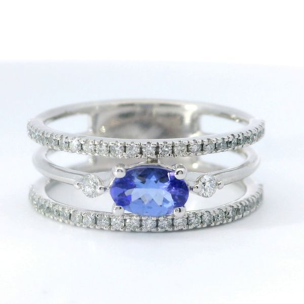14K White Gold Oval Tanzanite and Diamond Ring Bradley's Jewelers Jacksonville, NC