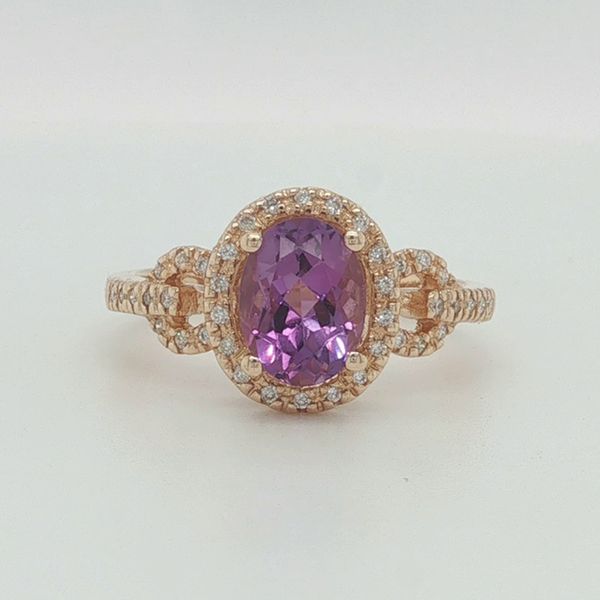 14K Yellow Gold Oval Amethyst & Diamond Fashion Ring Bradley's Jewelers Jacksonville, NC