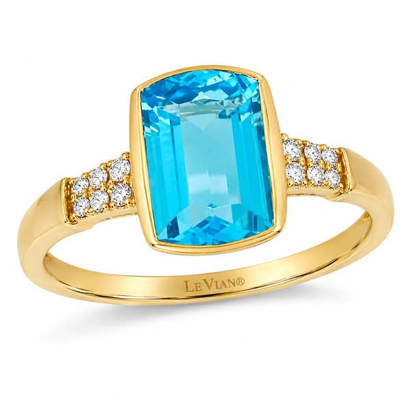 LeVian Serenity Emerald Blue Topaz Ring in 14K Honey Gold | Bradley's Jewelers Bradley's Jewelers Jacksonville, NC