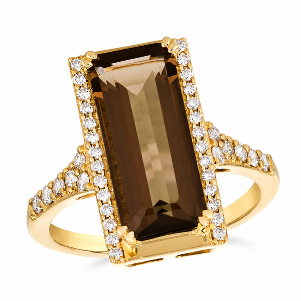 LeVian Art Deco Chocolate Quartz & Diamond Ring in 14K Honey Gold | Bradley's Jewelers Bradley's Jewelers Jacksonville, NC