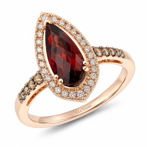 LeVian Devotion Garnet & Diamond Ring in 14K Strawberry Gold | Bradley's Jewelers Bradley's Jewelers Jacksonville, NC
