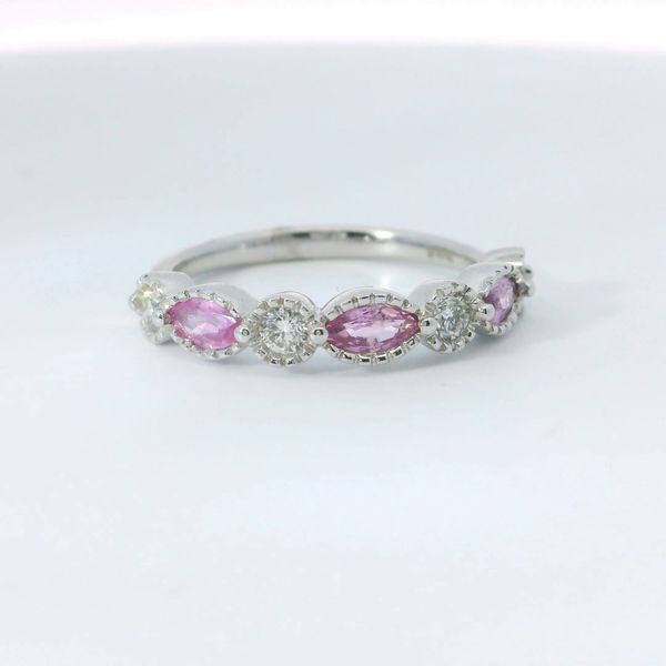 14K White Gold Fashion Ring With Pink Sapphires & Diamonds 0.76 CTW | Bradley's Jewelers Image 2 Bradley's Jewelers Jacksonville, NC