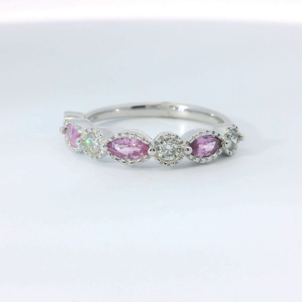 14K White Gold Fashion Ring With Pink Sapphires & Diamonds 0.76 CTW | Bradley's Jewelers Image 3 Bradley's Jewelers Jacksonville, NC