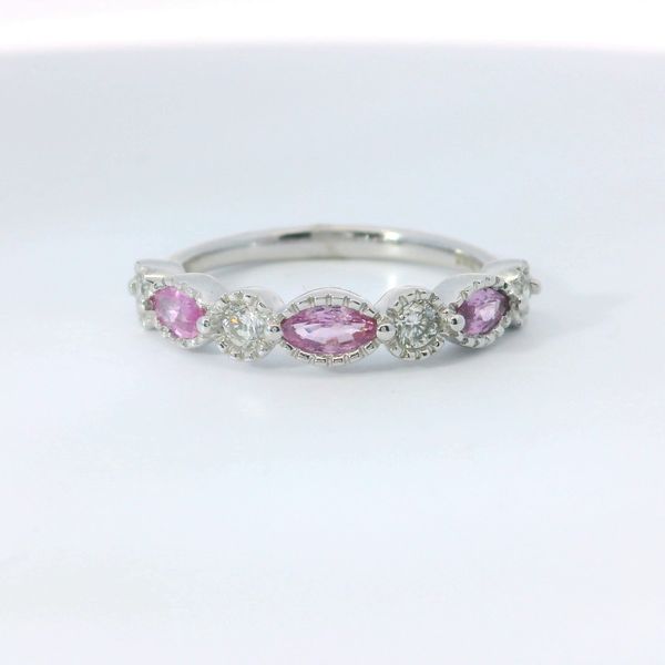 14K White Gold Fashion Ring With Pink Sapphires & Diamonds 0.76 CTW | Bradley's Jewelers Bradley's Jewelers Jacksonville, NC