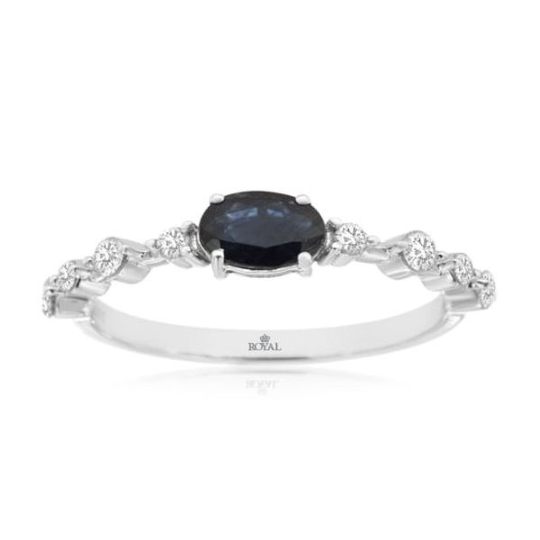 14K White Gold Oval Sapphire & Diamond Fashion Ring Bradley's Jewelers Jacksonville, NC