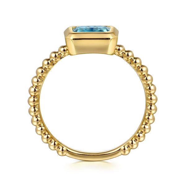Gabriel & Co 14K Yellow Gold Bujukan & Blue Topaz Stackable Ring – Bujukan Collection Image 2 Bradley's Jewelers Jacksonville, NC
