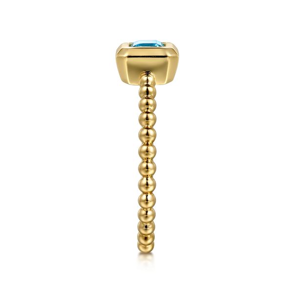 Gabriel & Co 14K Yellow Gold Bujukan & Blue Topaz Stackable Ring – Bujukan Collection Image 4 Bradley's Jewelers Jacksonville, NC