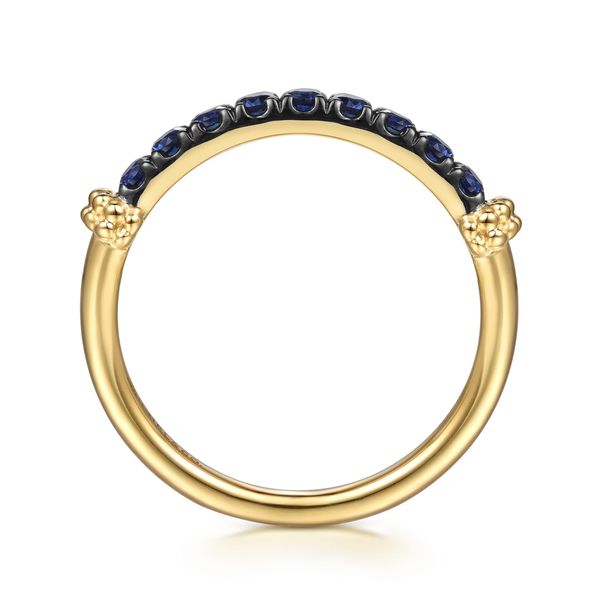 Gabriel & Co 14K Yellow Gold Bujukan & Blue Sapphire Stackable Ring – Bujukan Collection Image 2 Bradley's Jewelers Jacksonville, NC