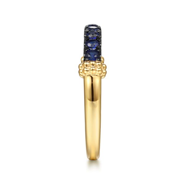 Gabriel & Co 14K Yellow Gold Bujukan & Blue Sapphire Stackable Ring – Bujukan Collection Image 4 Bradley's Jewelers Jacksonville, NC