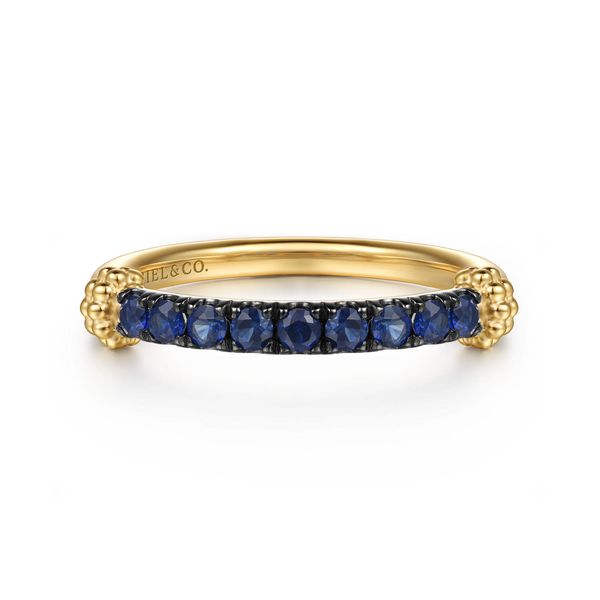 Gabriel & Co 14K Yellow Gold Bujukan & Blue Sapphire Stackable Ring – Bujukan Collection Bradley's Jewelers Jacksonville, NC