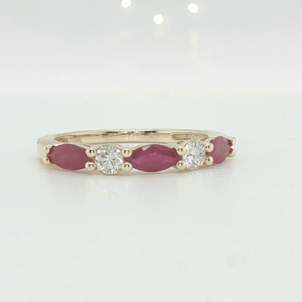 14K Yellow Gold Marquise Ruby & Diamond Fashion Ring Image 3 Bradley's Jewelers Jacksonville, NC