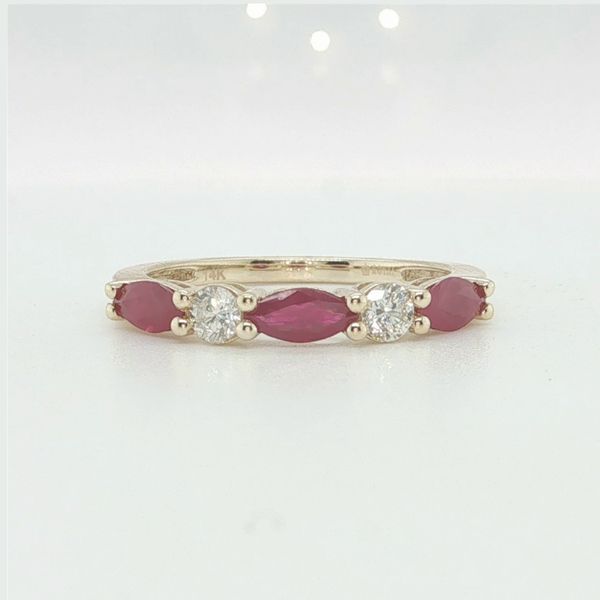 14K Yellow Gold Marquise Ruby & Diamond Fashion Ring Bradley's Jewelers Jacksonville, NC