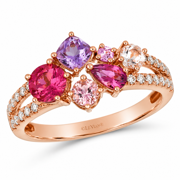 LeVian Multi Gemstone & Diamond Ring in 14K Strawberry Gold | Bradley's Jewelers Bradley's Jewelers Jacksonville, NC