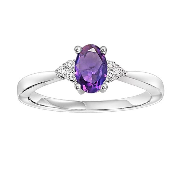 White 10 Karat Amethyst & Diamond Oval Fashion Ring Bradley's Jewelers Jacksonville, NC