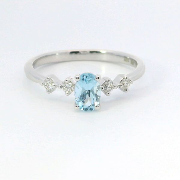 10K White Gold Aquamarine Fashion Ring (0.12 CTW) Image 4 Bradley's Jewelers Jacksonville, NC
