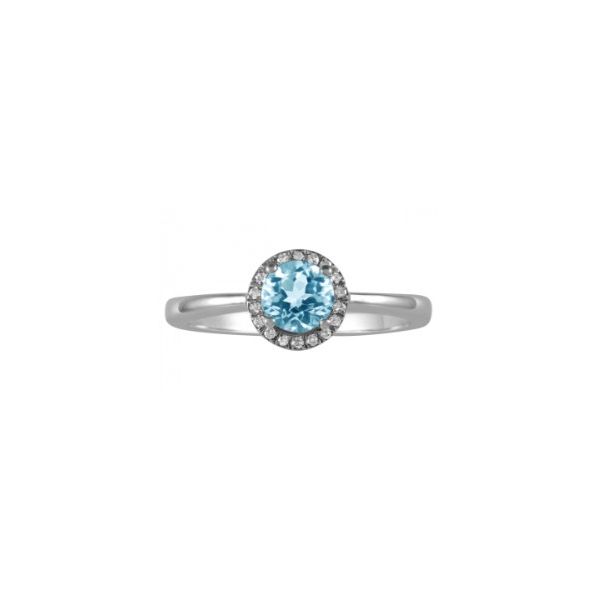 10K White Gold Blue Topaz Halo Fashion Ring Bradley's Jewelers Jacksonville, NC