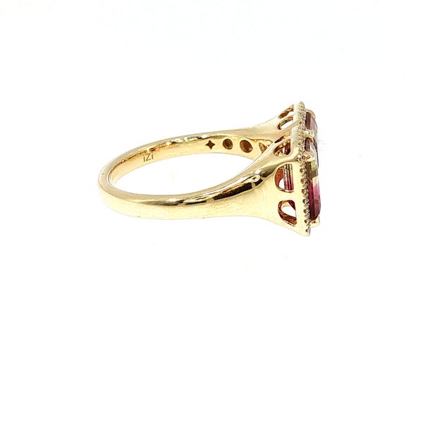 14K Yellow Gold Watermelon Tourmaline Diamond Fashion Ring Image 4 Bradley's Jewelers Jacksonville, NC