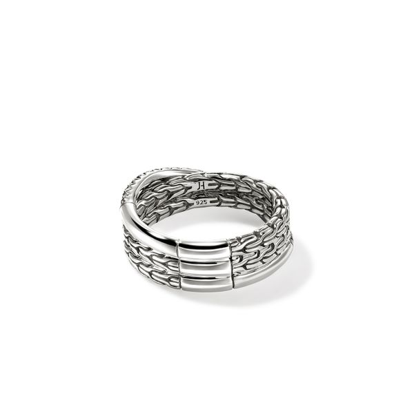 John Hardy Essentials Silver 7mm Crossover Ring with Black Sapphire Image 2 Bradley's Jewelers Jacksonville, NC