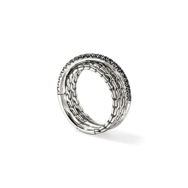 John Hardy Essentials Silver 7mm Crossover Ring with Black Sapphire Image 3 Bradley's Jewelers Jacksonville, NC