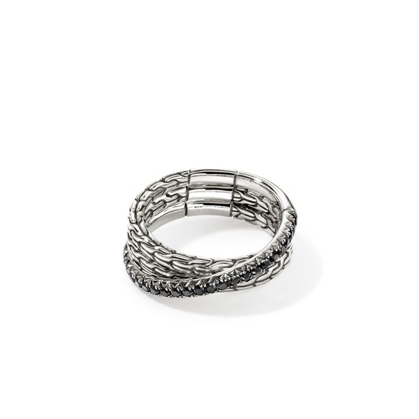 John Hardy Essentials Silver 7mm Crossover Ring with Black Sapphire Bradley's Jewelers Jacksonville, NC