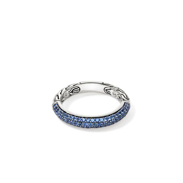John Hardy Essentials Sterling Silver Blue Sapphire Band Ring 3.5mm Size 7 Bradley's Jewelers Jacksonville, NC