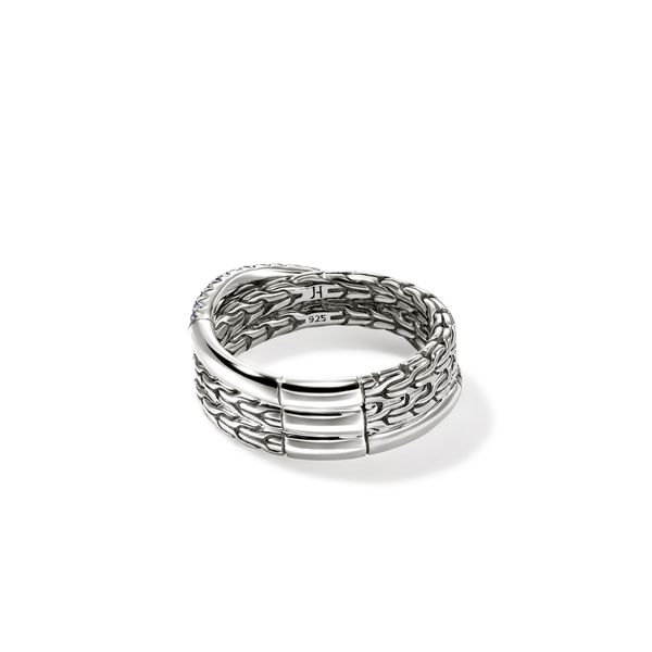 John Hardy Essentials Silver 7mm Crossover Ring with Blue Sapphires Image 3 Bradley's Jewelers Jacksonville, NC