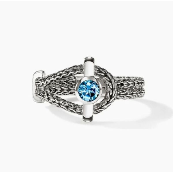 John Hardy Icon Silver Ring with Swiss Blue Topaz Bradley's Jewelers Jacksonville, NC