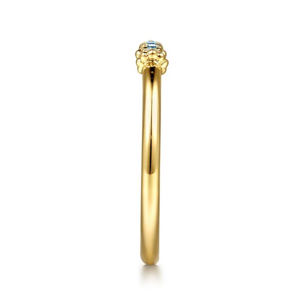 Gabriel & Co. 14K Yellow Gold Bujukan Blue Topaz Stackable Ring Image 4 Bradley's Jewelers Jacksonville, NC