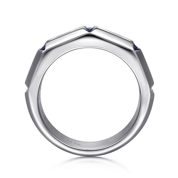 Gabriel & Co 14K White Gold Square Sapphire Station Men’s Fashion Ring – Contemporary Collection Image 2 Bradley's Jewelers Jacksonville, NC