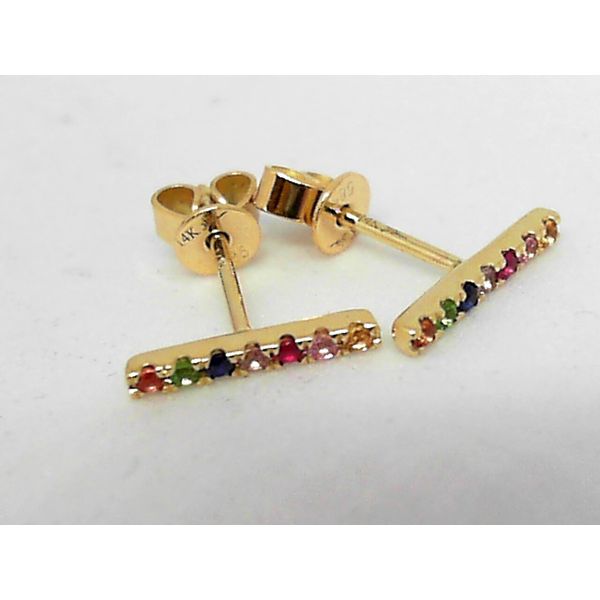 14K Yellow Gold Multi Stone Stick Style Earrings Bradley's Jewelers Jacksonville, NC