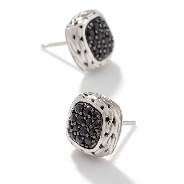 John Hardy Sterling Silver Black Sapphire Lava Square Earrings Image 3 Bradley's Jewelers Jacksonville, NC