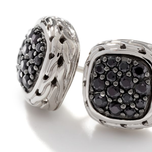 John Hardy Sterling Silver Black Sapphire Lava Square Earrings Image 4 Bradley's Jewelers Jacksonville, NC