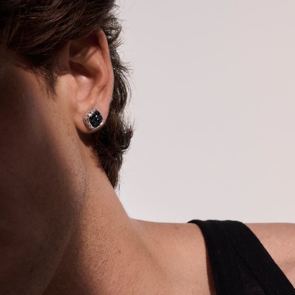 John Hardy Sterling Silver Black Sapphire Lava Square Earrings Image 5 Bradley's Jewelers Jacksonville, NC