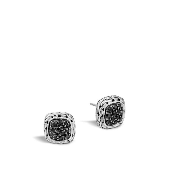 John Hardy Sterling Silver Black Sapphire Lava Square Earrings Bradley's Jewelers Jacksonville, NC