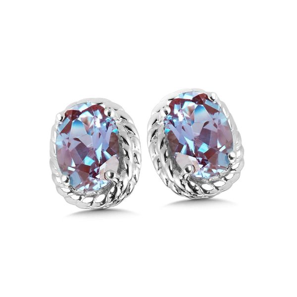 Sterling Silver Created Alexandrite Birthstone Stud Earrings Bradley's Jewelers Jacksonville, NC