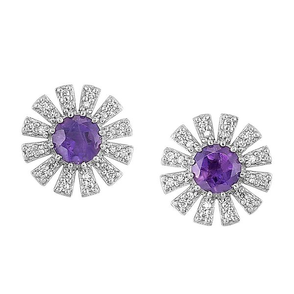 10K White Gold Amethyst & Diamond Fashion Earrings Bradley's Jewelers Jacksonville, NC