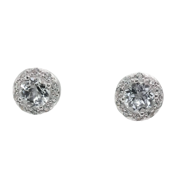 Sterling Silver White Topaz Halo Earrings Bradley's Jewelers Jacksonville, NC