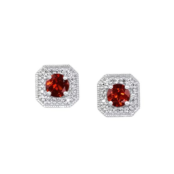 10K White Gold Garnet & Diamond Earrings Bradley's Jewelers Jacksonville, NC
