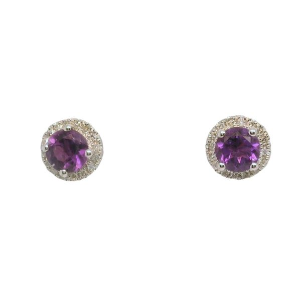 10K White Gold Amethyst Stud Earrings (Round) Bradley's Jewelers Jacksonville, NC