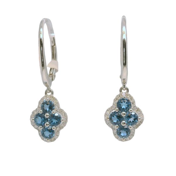 10K White Gold Blue Topaz & Diamond Earrings (0.18 CTW) Bradley's Jewelers Jacksonville, NC